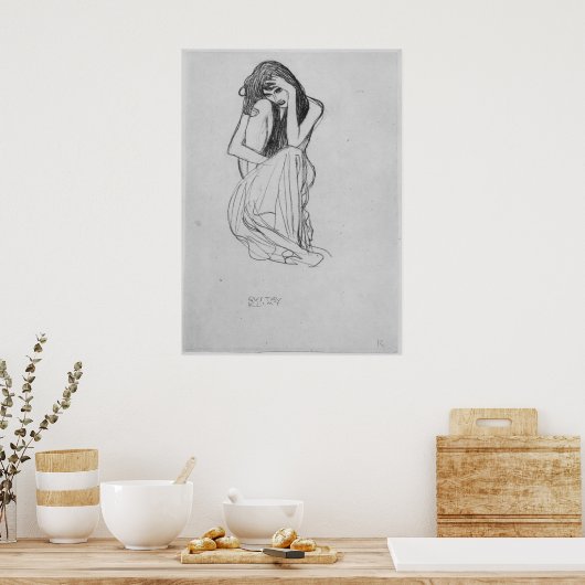 Poster Crouching du front par Gustav Klimt (Cuisine)