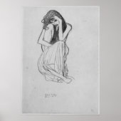 Poster Crouching du front par Gustav Klimt (Devant)