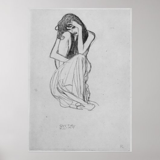 Poster Crouching du front par Gustav Klimt (Devant)