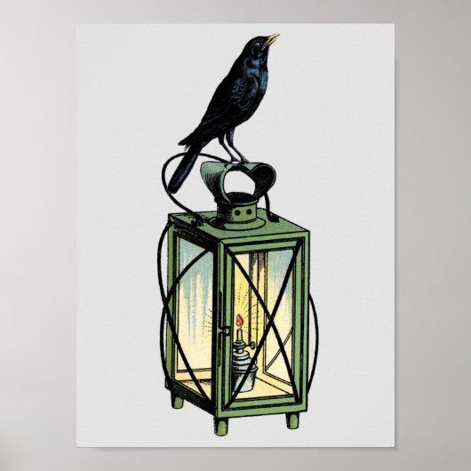 Poster Crow Attend Sur La Lanterne De Nuit (Devant)