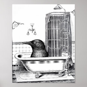 Poster Crow dans la baignoire Vintage