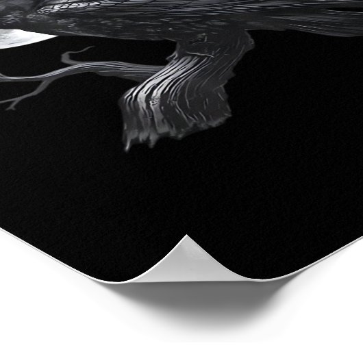 Poster Crow F-Caw-F Funny Bird Moon Retro Classic (Coin)