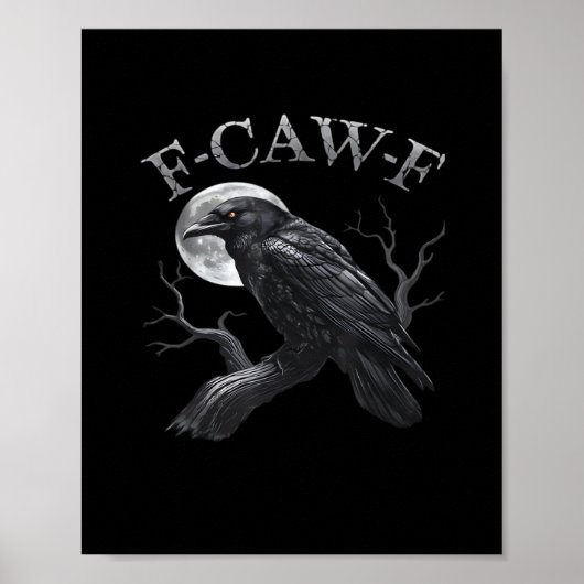 Poster Crow F-Caw-F Funny Bird Moon Retro Classic (Devant)