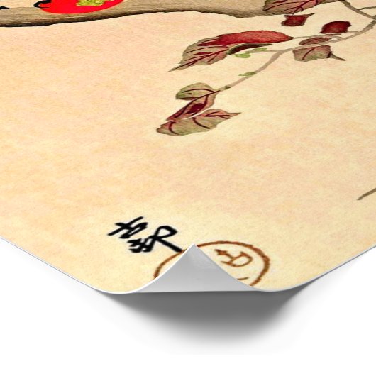 Poster Crow Mangeant Un Persimon Par Ohara Koson (Coin)