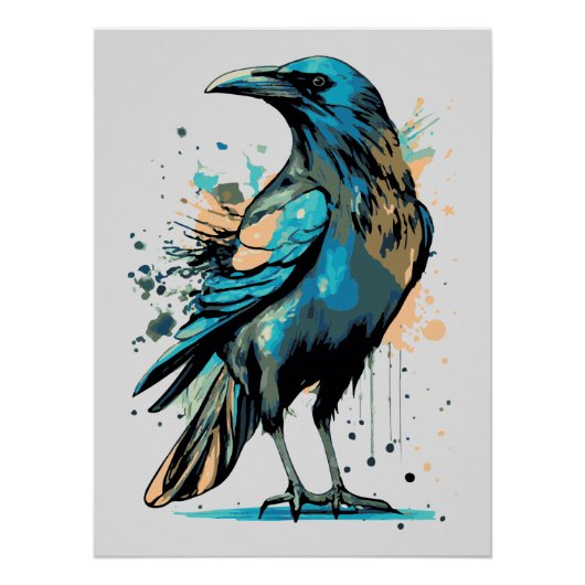 Poster Crow Mystic - Black Raven Illustration (Devant)