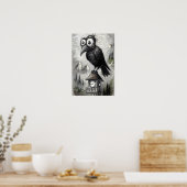 Poster Crow noir gothique et tour Halloween Éffrayant (Cuisine)
