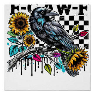 Poster Crow Raven F-CAW-F Drôle Halloween