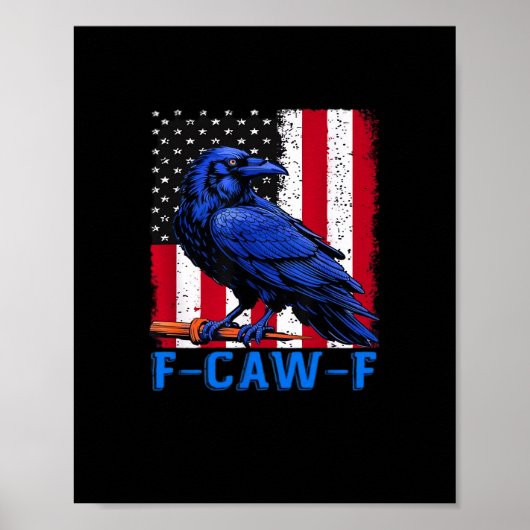 Poster Crow Raven Funny F-Caw-F Minimal Clean (Devant)