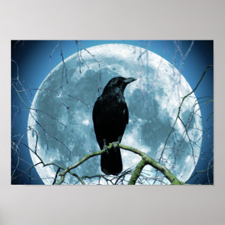 Poster Crow Raven Lune Nuit Imaginaire gothique Étonnant