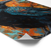 Poster Crow sur Arrière - plan bleu et orange (Coin)