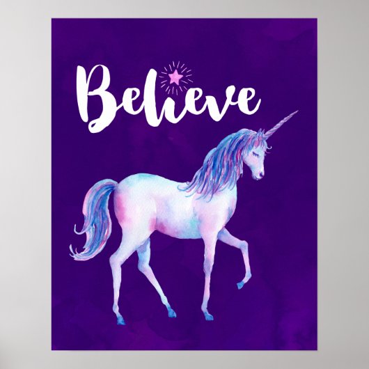 Poster Croyez avec Unicorn dans les aquarelles pastel (Devant)