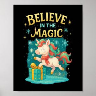 Poster Croyez En La Magie Unicorn Kids Christmas Design