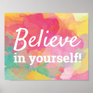 Poster Croyez en vous-même Motivational Quote Aquarelle