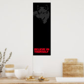 Poster Croyez en vous Noir Rouge Gris Loup Pop Art (Cuisine)