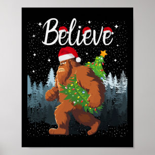 Poster Croyez Que Bigfoot Porte Un Arbre De Noël Portant
