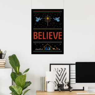Poster CROYEZ VRAIMENT Chandail de Noël chrétien Jésus Di