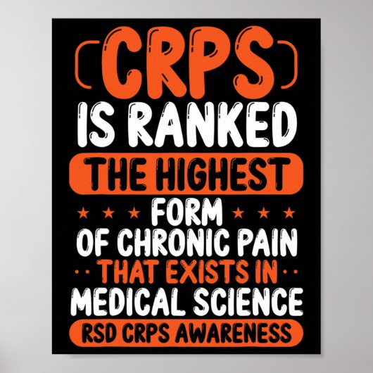 Poster Crps Sensibilisation Douleur Chronique Orange Ribb (Devant)