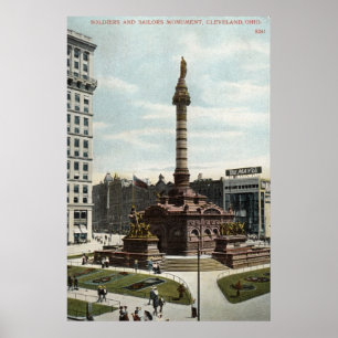 Poster Cru 1910 de Cleveland de monument de soldats et de