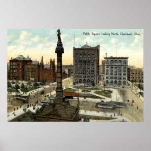 Poster Cru 1910 de Cleveland Ohio de place publique