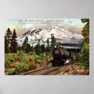 Poster Cru 1912 du sud de Pacifique Mt. Shasta