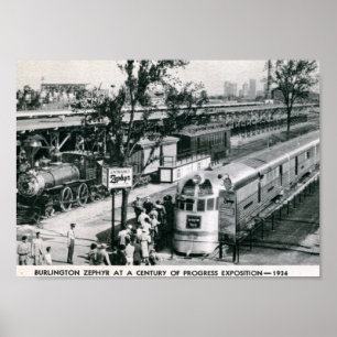 Poster Cru 1934 de train de Deco de zéphyr de Burlington