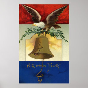 Poster Cru 4 juillet avec Eagle et Liberty Bell
