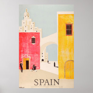 Poster Cru d'affiche de voyage de l'Espagne