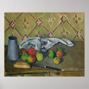 Poster Cruche de fruit, de serviette et de lait,