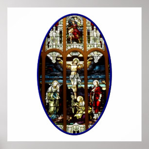 Poster Crucifixion de fenêtre en verre teinté de Jésus