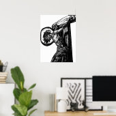 Poster Crucifixion du Christ Illustration noir et blanc (Bureau à domicile)