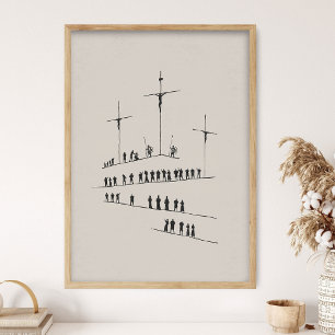 Poster Crucifixion du Christ, Vieille Croix Rugueuse, Art