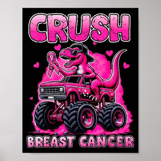 Poster Crush Breast Cancer Awareness T Rex Monster Truck (Devant)