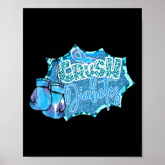 Poster Crush Diabetes Blue Boxer Gants Diabète Sensiene (Devant)