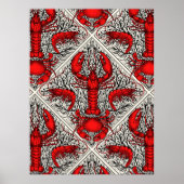 Poster Crustacés en rouge, noir et ivoire (Devant)