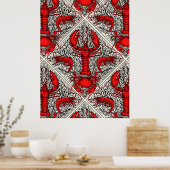 Poster Crustacés en rouge, noir et ivoire (Cuisine)