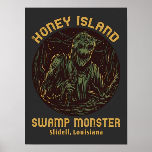 Poster Cryptid de monstre de marécage de l'île de Miel (Devant)
