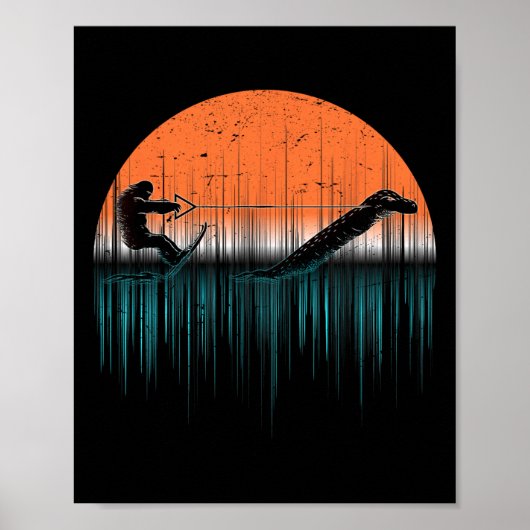 Poster Cryptide Ski aquatique Monstre du Loch Ness Drôle (Devant)