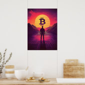 Poster Crypto de coucher de soleil rétro Bitcoin (Cuisine)