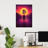 Poster Crypto de coucher de soleil rétro Bitcoin (Bureau à domicile)