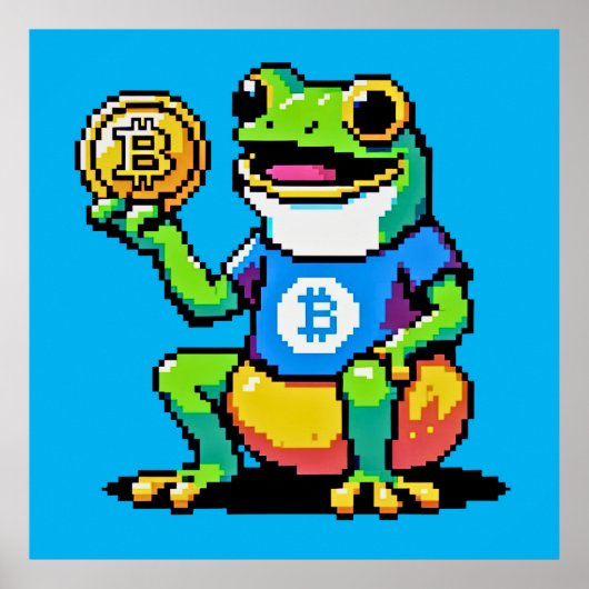 Poster Crypto Frog - Drôle Pixel Art Devise numérique (Devant)