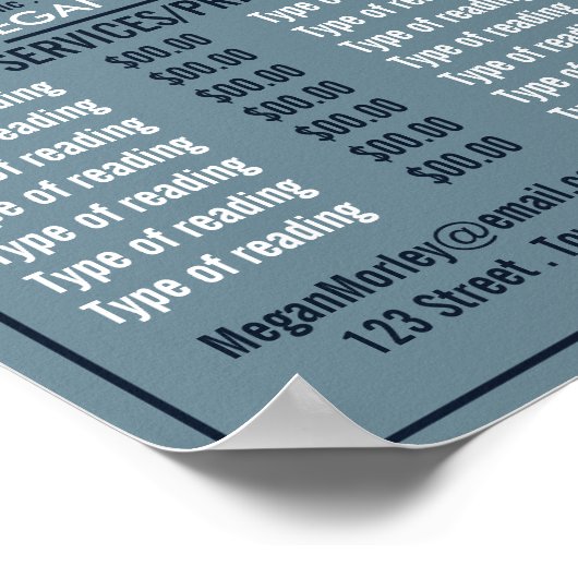 Poster Crystal Ball, Psychique Lecture Tarifs (Coin)