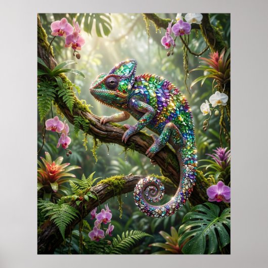 Poster Crystal Chameleon Jungle Glow (Devant)