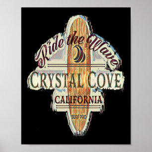 Poster Crystal Cove Surfant Distressed Vintage Retro Surf