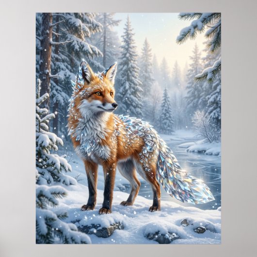 Poster Crystal Fox Pins d'hiver (Devant)