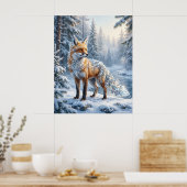 Poster Crystal Fox Winter Pines (Cuisine)