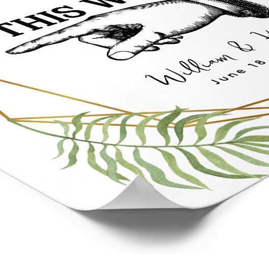 Poster crystal greenery foliage this WAY FINGER POINTING (Coin)