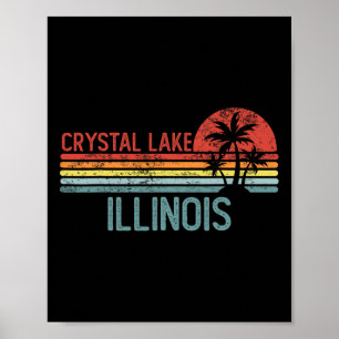Poster Crystal Lake Illinois Drôle de voyage en ville Usa