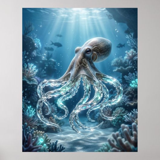Poster Crystal Octopus Reef Light (Devant)