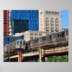 Poster CTA rapid transit Orange Line and Green Line