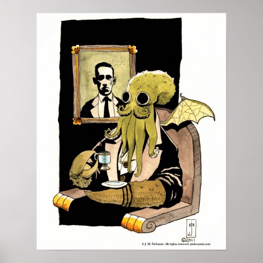 Poster Cthulhu prendre du thé - Imprimer (Devant)
